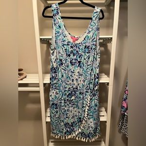 Lilly Pulitzer XL Jarret Romper in Iris Blue used.